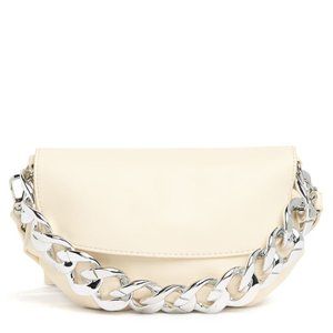 Steve Madden Ruched Cream Belt Bag w/ Chain Detail – M – NWT